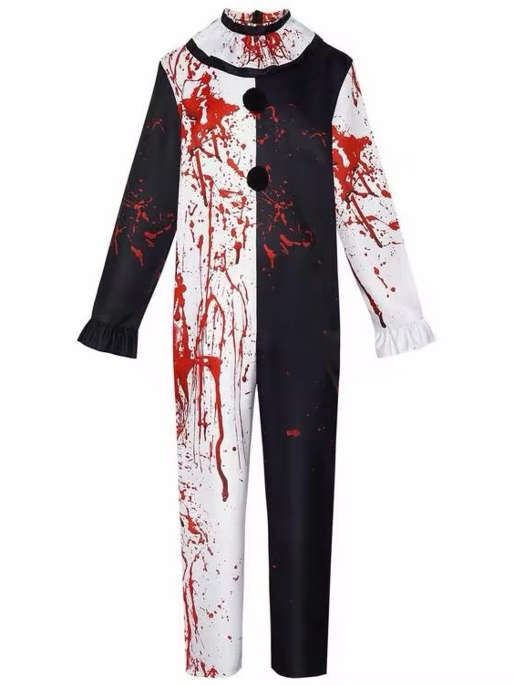 NWOT Boutique Black & White Bloodstained Serial Killer Clown Costume - Medium